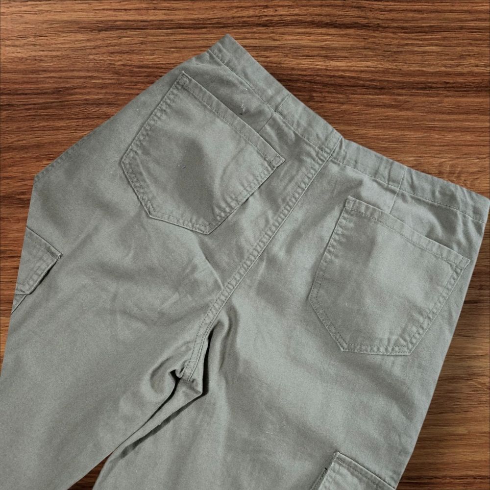 Tinseltown Green Wide Leg Cargo Trouser Pants - Picture 4 of 6